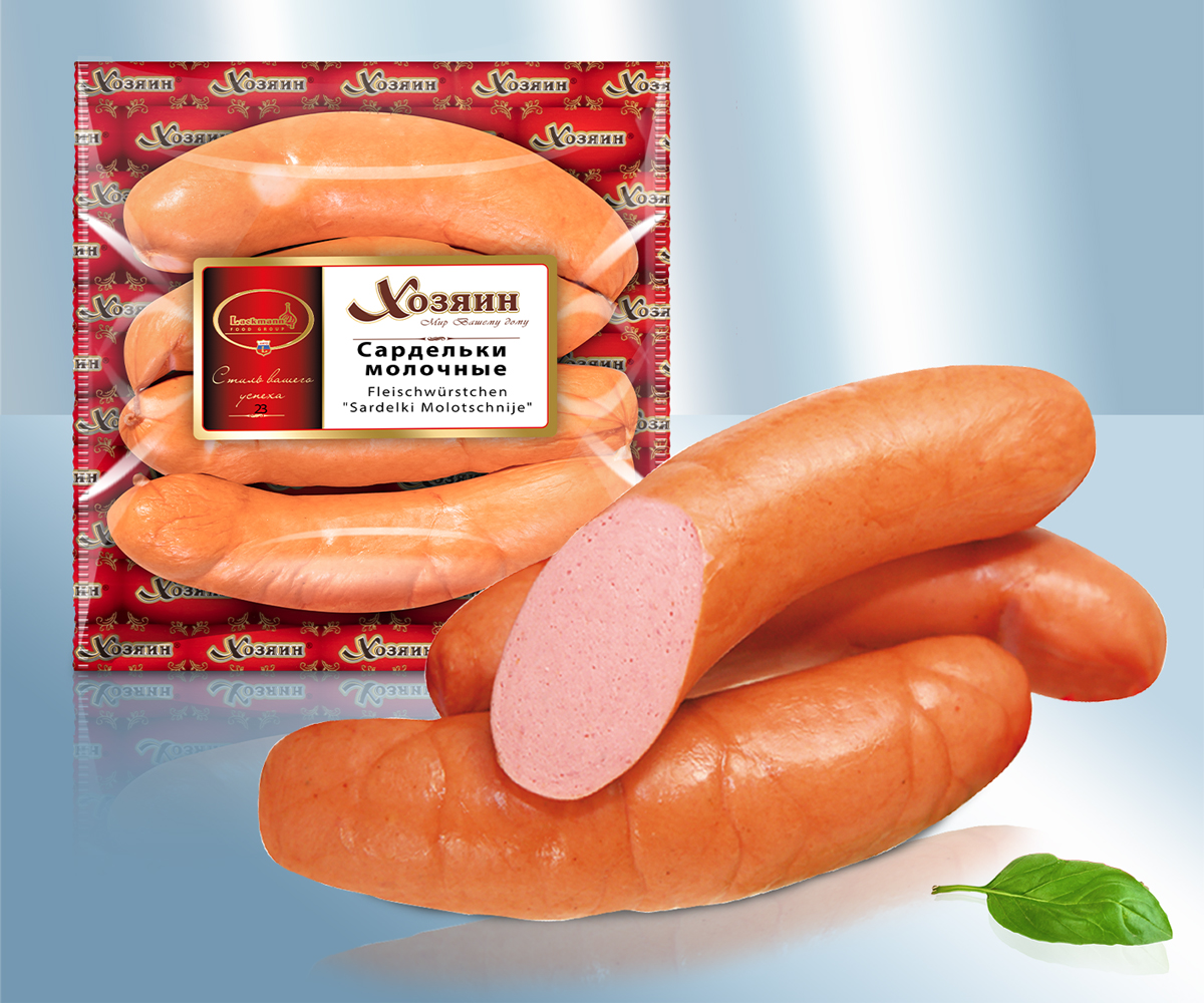 Salchichas Fleischwurst finamente picadas, con leche entera en polvo, según receta rusa