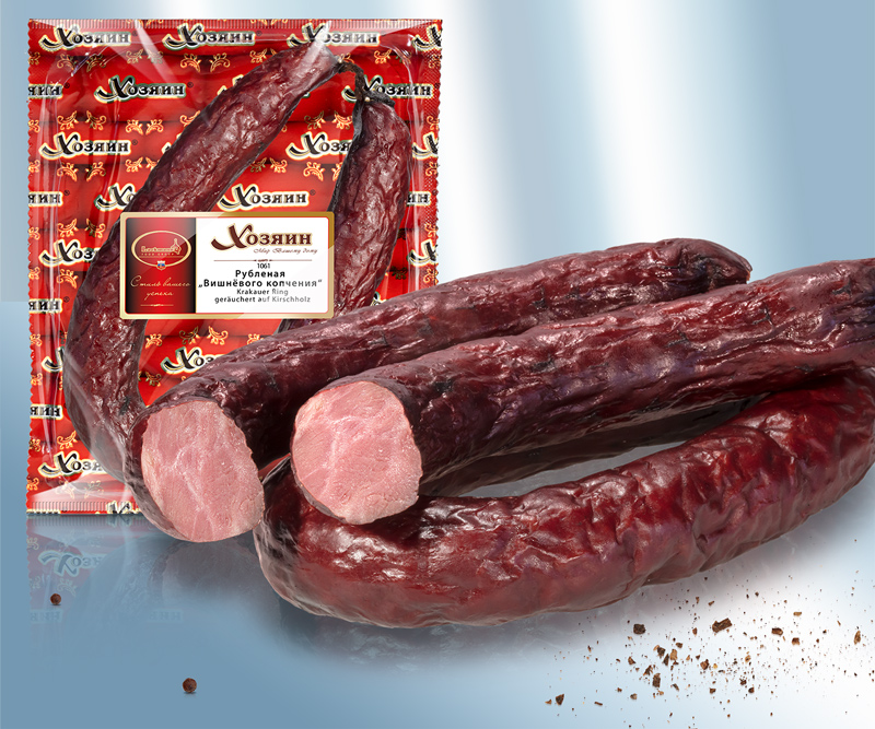 Tipo salchicha de Cracovia ahumada negra