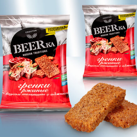 Гренки ржаные со вкусом телятины с аджикой