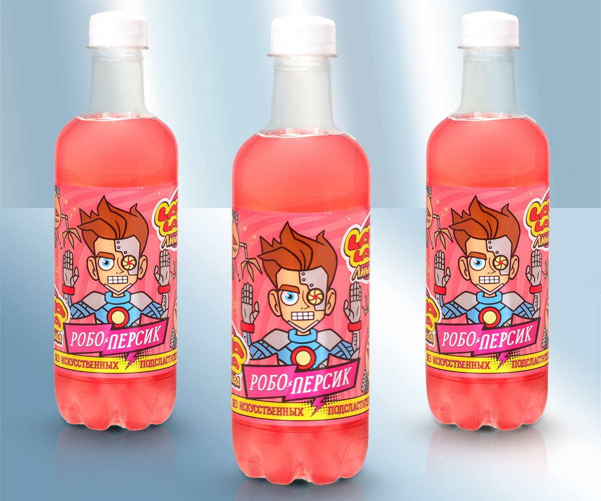 Напиток сильногазированный ароматизированный "Робо-Персик" 500мл