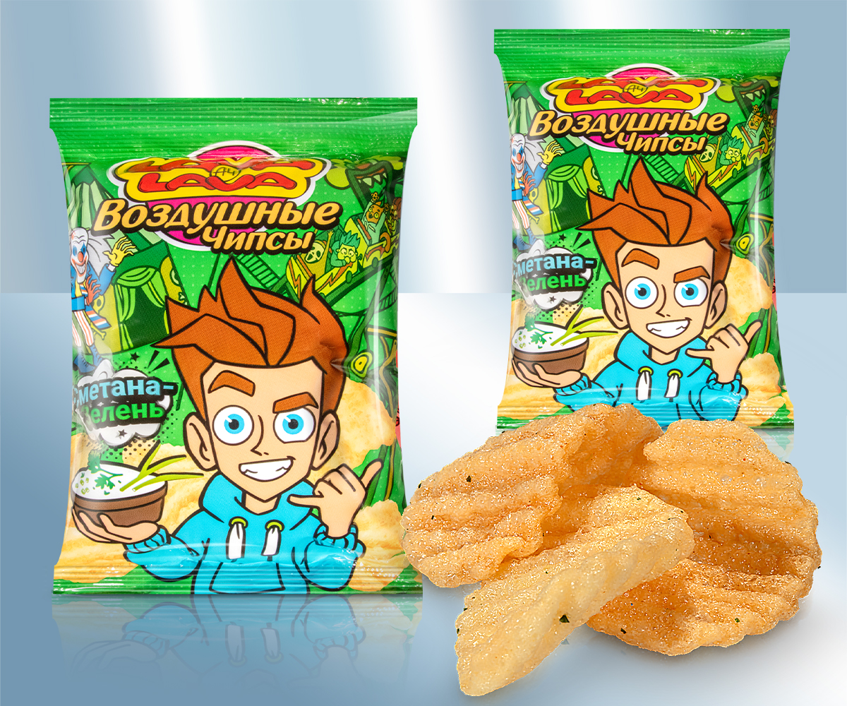 Чипсы "Lava-Lava" со вкусом сметаны с зеленью, хрустящие