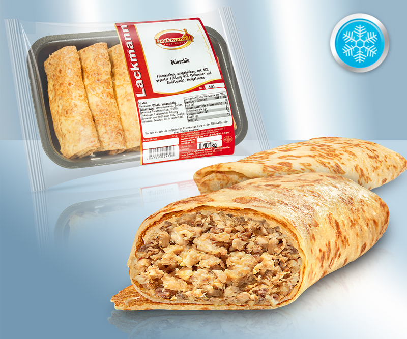 Tortitas, frito, con relleno de carne de cerdo y de ternera (30%), cocido, congelado.