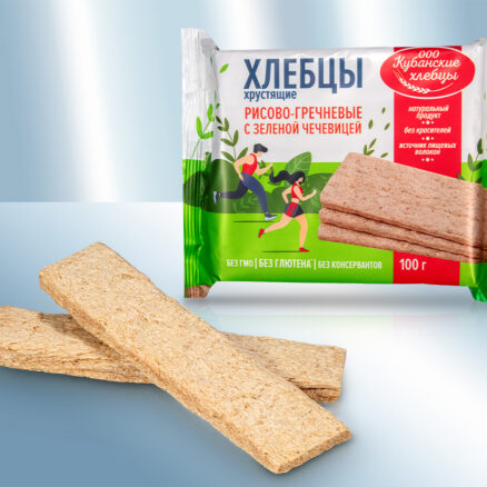 Хлебцы хрустящие, рисово-гречневые с зеленой чечевицей