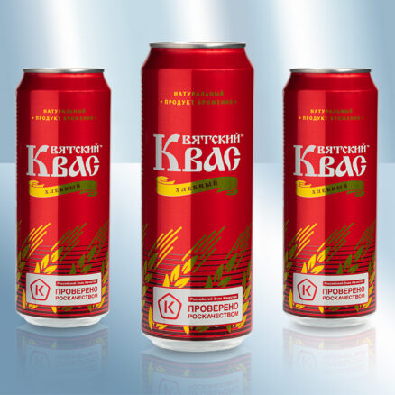 Квас "Вятский", на ржаном-ячменном солоде, натурального брожения в железной банке, 450мл
