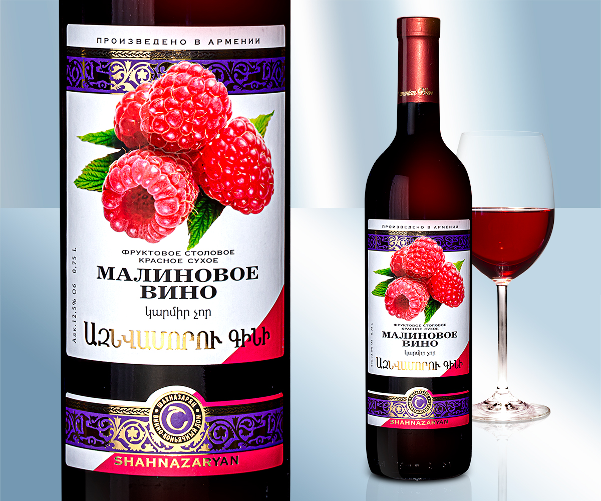 Вино малиновое, сухое, 12,5%, 750мл