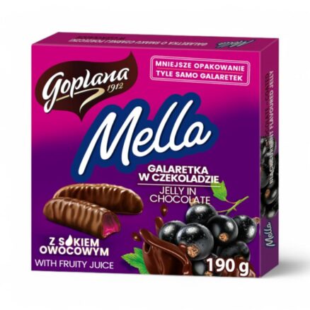 Конфеты желейные в шоколаде вкус черной смородины 24x190гр.MELLA