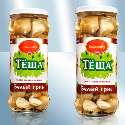 Грибы маринованные, белые с чесночком 580мл (чистый вес 315г)