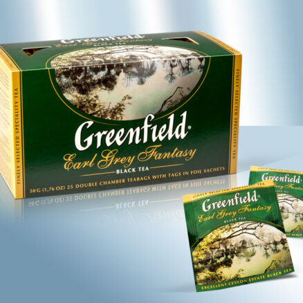 Черный чай с ароматом бергамота Earl Grey Fantasy в пакетиках в индивидуальной упаковке, 25х2гр