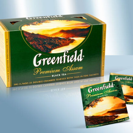 Черный чай Premium Assam в пакетиках в индивидуальной упаковке, 25х2гр
