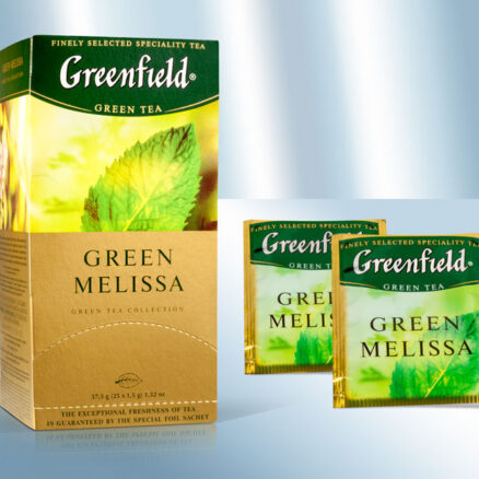 Зеленый чай с мелиссой и мятой Green Melissa в пакетиках в индивидуальной упаковке, 25х1,5гр