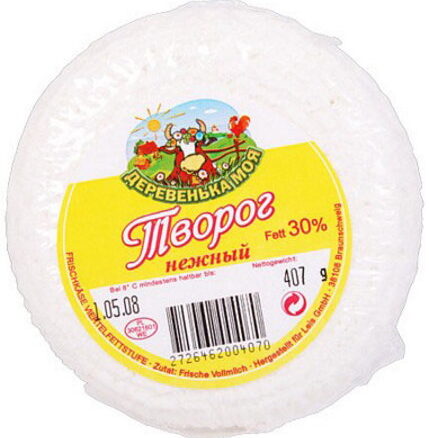 Творог свежий нежный 30% 12x370гр.ДЕРЕВЕНЬКА МОЯ