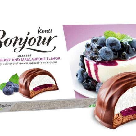 Десерт "БОНЖУР" со вкусом черники и маскарпоне 9х232гр.КОНТИ
