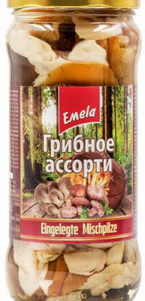 Грибное "АССОРТИ" маринованное 12x660гр.ЕМЕЛЯ