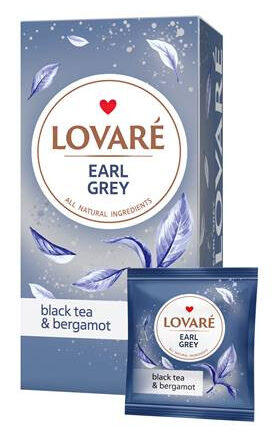 Черный цейлонский чай с бергамотом"EARL GREY" 12х24х2гр LOVARE