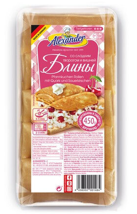 Блины замороженные со сладким творогом и вишней 20x450грАЛЕКСАНДР