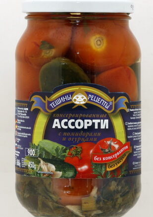 Ассорти с помидорами и огурцами 12x900гр.ТР