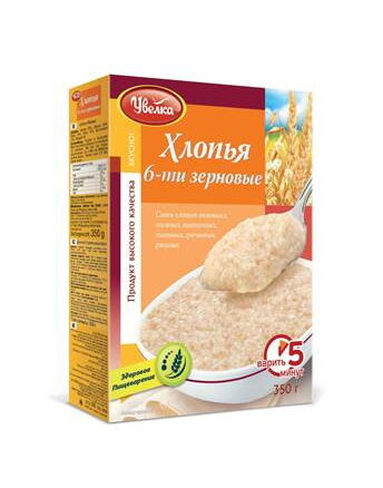 Хлопья из 6-ти зерновых 6х350гр.УВЕЛКА