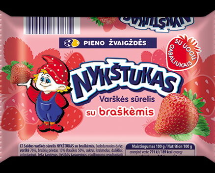 Сырок творожный со вкусом клубники 6x100гр NYKSTUKAS