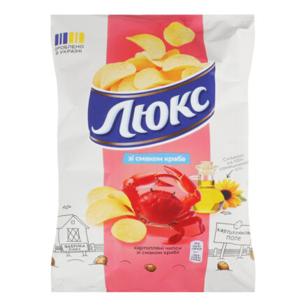 Чипсы картофельные со вкусом краба 22х125гр ЛЮКС