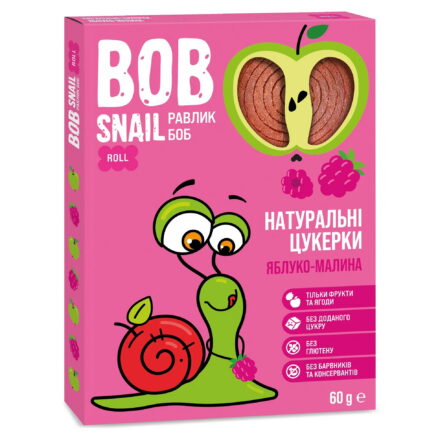 Конфета фруктовая яблоко-малина роллс 20х60гр BOB SNAIL
